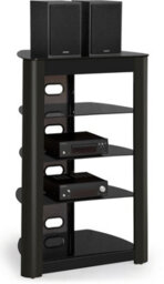 Centurion Supports Zinnia 5-Shelf Black Glass With Gloss Black Fascia Flat Screen Tv/hi-Fi/av Rack Glass Stand - thumbnail 1