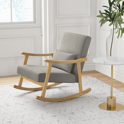 Costway Wooden Rocking Accent Chair Upholstered Rocker Armchair W/ Soft Lumbar Pillow - image 1