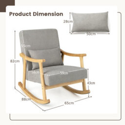 Costway Wooden Rocking Accent Chair Upholstered Rocker Armchair W/ Soft Lumbar Pillow - thumbnail 2