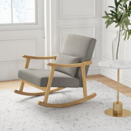 Costway Wooden Rocking Accent Chair Upholstered Rocker Armchair W/ Soft Lumbar Pillow - thumbnail 1