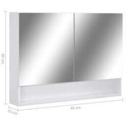 Walplus Led Bathroom Mirror Cabinet White 80X15X60 Cm Mdf - thumbnail 9