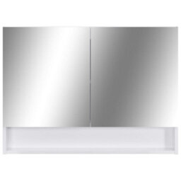 Walplus Led Bathroom Mirror Cabinet White 80X15X60 Cm Mdf - thumbnail 4