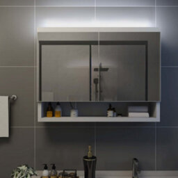Walplus Led Bathroom Mirror Cabinet White 80X15X60 Cm Mdf - thumbnail 3