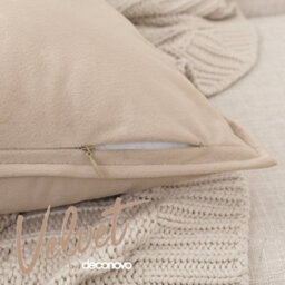 Deconovo Set Of 2 Velvet Outdoor Sofa Decorative Cushion Covers For Bedroom Decorative Bed Cushion 40 X 40 Cm Light Taupe - thumbnail 4