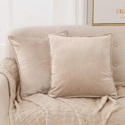 Deconovo Set Of 2 Velvet Outdoor Sofa Decorative Cushion Covers For Bedroom Decorative Bed Cushion 40 X 40 Cm Light Taupe - thumbnail 1