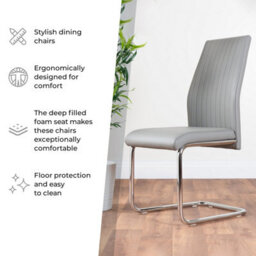 Furniturebox Uk 4 Seater Dining Set - Imperia White High Gloss Dining Table And Chairs - 4 Grey Lorenzo Chrome Dining Chairs - thumbnail 8