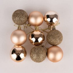 Shatchi 50mm/9Pcs Christmas Baubles Shatterproof Champagne Gold,tree Decorations - thumbnail 3