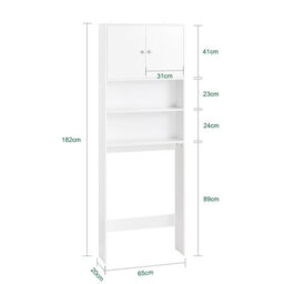 Sobuy Bzr165-W, Over Toilet Cabinet Bathroom Space Saver Bathroom Storage Cabinet Cupboard,white,w65Xd19.6Xh181 - thumbnail 3