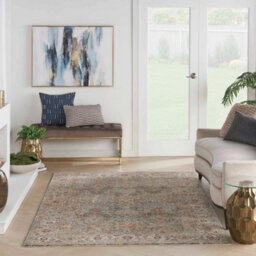 Blue Traditional Bordered Geometric Easy To Clean Rug For Dining Room Bed Room And Living Room-282Cm X 383Cm - thumbnail 2