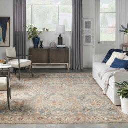 Blue Traditional Bordered Geometric Easy To Clean Rug For Dining Room Bed Room And Living Room-282Cm X 383Cm - thumbnail 3