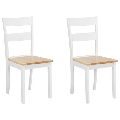 Beliani Set Of 2 Dining Chairs Georgia Wood White - image 1