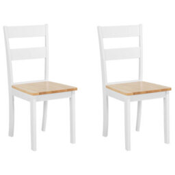 Beliani Set Of 2 Dining Chairs Georgia Wood White - thumbnail 1