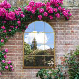 Mirroroutlet The Fenarc Gold Metal Framed Arched Garden Mirror 120Cm X 80Cm - thumbnail 1
