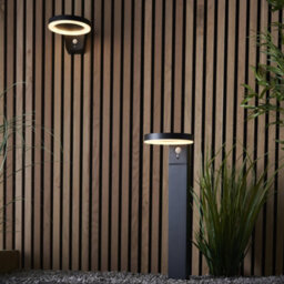 500mm Outdoor Bollard Post Light - Pir Sensor - Textured Black & White Diffuser - thumbnail 4