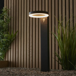500mm Outdoor Bollard Post Light - Pir Sensor - Textured Black & White Diffuser - thumbnail 3