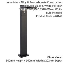 500mm Outdoor Bollard Post Light - Pir Sensor - Textured Black & White Diffuser - thumbnail 2