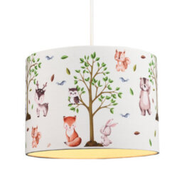 Happy Homewares Cute Woodland Animals Round Lamp Shade In Cotton Fabric - Foxes Owls Rabbits - thumbnail 4