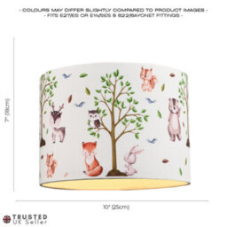 Happy Homewares Cute Woodland Animals Round Lamp Shade In Cotton Fabric - Foxes Owls Rabbits - thumbnail 7