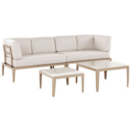 Beliani Garden Corner Sofa With Table 6 Seater Rima Iii Left Hand Modular Metal Light Beige - thumbnail 9
