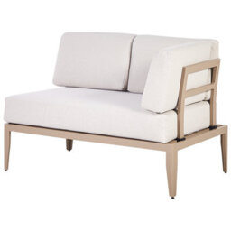 Beliani Garden Corner Sofa With Table 6 Seater Rima Iii Left Hand Modular Metal Light Beige - thumbnail 6