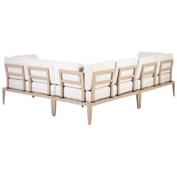 Beliani Garden Corner Sofa With Table 6 Seater Rima Iii Left Hand Modular Metal Light Beige - thumbnail 8