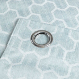 "Homescapes Blue Geometric Jacquard Blackout Eyelet Curtain Pair, 66 X 72""" - thumbnail 3