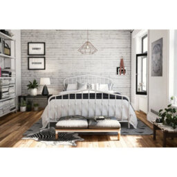King Size Bed Frame Bedstead In White Metal - thumbnail 2