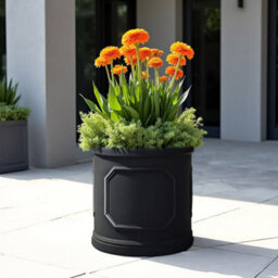 Idealist™ (Dia) 26Cm Plant Pot, Charcoal Grey Reinforced Stone Chelsea Planter, Cylinder Planter, Outdoor Plant Pot W30 H30 Cm - thumbnail 6
