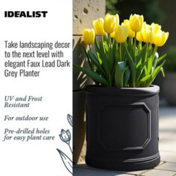 Idealist™ (Dia) 26Cm Plant Pot, Charcoal Grey Reinforced Stone Chelsea Planter, Cylinder Planter, Outdoor Plant Pot W30 H30 Cm - thumbnail 8