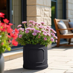 Idealist™ (Dia) 26Cm Plant Pot, Charcoal Grey Reinforced Stone Chelsea Planter, Cylinder Planter, Outdoor Plant Pot W30 H30 Cm - thumbnail 5