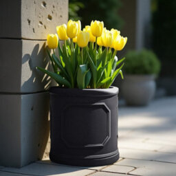 Idealist™ (Dia) 26Cm Plant Pot, Charcoal Grey Reinforced Stone Chelsea Planter, Cylinder Planter, Outdoor Plant Pot W30 H30 Cm - thumbnail 1