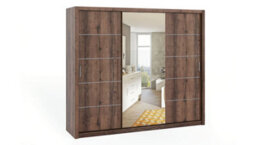 Arte Bono Sliding Door Wardrobe With Centre Mirror - Spacious Bedroom Storage In Oak Monastery - W2500mm X H2150mm X D620mm - thumbnail 1