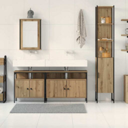 Berkfield Modern 4-Piece Bathroom Furniture Set In Artisan Oak, Engineered Wood - thumbnail 4