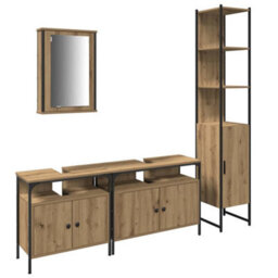 Berkfield Modern 4-Piece Bathroom Furniture Set In Artisan Oak, Engineered Wood