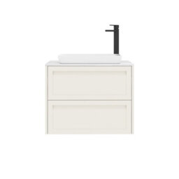 Royal Bathrooms Royal Bathroom Elmore 700mm Classic White Wall Mounted Countertop Bathroom Vanity Unit 2 Drawer With Qubix Basin - thumbnail 7