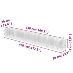 Berkfield Gabion Raised Bed Galvanised Steel 450X50X50 Cm - thumbnail 8