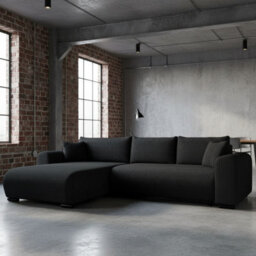 Modern Merkos Black Corner Sofa Bed Fold Out Design With Bedding Storage For Everyday Use