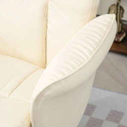 Homcom Pu Leather Armchair And Footrest Swivel Recliner W/ Ottoman Cream White - thumbnail 7