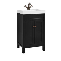 Homestylestore 502mm Black Grey Floorstanding Bathroom Vanity Unit And Aged Bronze Round Handles - thumbnail 1
