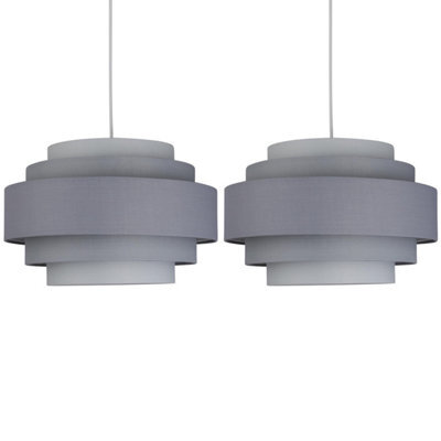 First Choice Lighting Pair Of Grey Ombre 5 Tier Light Shades - image 1