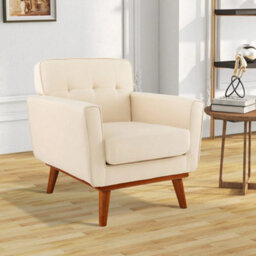 Contemporary Accent Chair Upholstered Linen Fabric Armchair - thumbnail 4