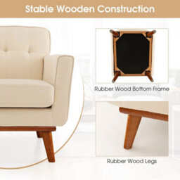 Contemporary Accent Chair Upholstered Linen Fabric Armchair - thumbnail 6