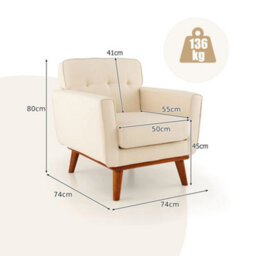 Contemporary Accent Chair Upholstered Linen Fabric Armchair - thumbnail 2