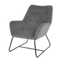 Turio Grey Velvet Effect Relaxer Chair (H)800mm (W)650mm (D)815mm - thumbnail 2