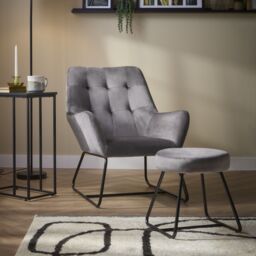 Turio Grey Velvet Effect Relaxer Chair (H)800mm (W)650mm (D)815mm - thumbnail 5