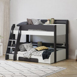 Flair Flick Triple Wooden Bunk Bed With Storage - Grey - thumbnail 1