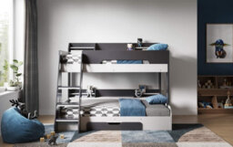 Flair Flick Triple Wooden Bunk Bed With Storage - Grey - thumbnail 2