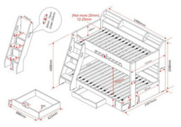 Flair Flick Triple Wooden Bunk Bed With Storage - Grey - thumbnail 5