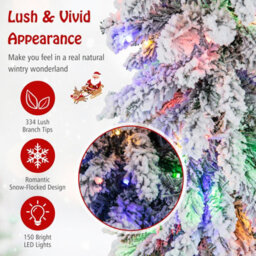Costway 5 Ft Pre-Lit Artificial Christmas Tree Snow-Flocked Slim Pencil Christmas Tree - thumbnail 5