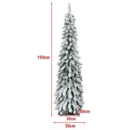 Costway 5 Ft Pre-Lit Artificial Christmas Tree Snow-Flocked Slim Pencil Christmas Tree - thumbnail 2